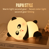 Lampe de nuit en silicone en forme de panda mignon, rechargeable, à commande tactile, à intensité variable, LED, décoration de chambre d'enfant, cadeau