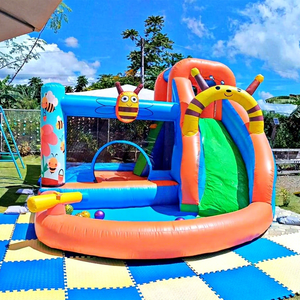 Tobogán acuático inflable de calidad comercial, castillo inflable con tobogán de agua para niños, para usar en el patio trasero. - Product Image 1