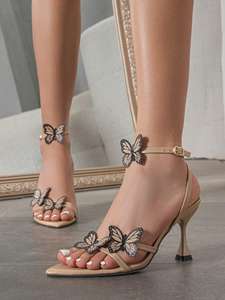 BUSY GIRL SS2559 <span class=keywords><strong>Nude</strong></span> <span class=keywords><strong>Beige</strong></span> Punta estrecha Tobillo Correa Tacones altos Sandalias Zapatos para mujeres Venta al por mayor Venta al por menor 2025 - Product Image 3