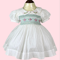 Robes smockées pour filles, vêtements pour enfants de boutique, rose classique, broderie à la main, fabrication au Vietnam, sur mesure OEM ODM, Ropa Para Ninas