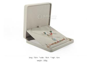 Factory Custom Beige Velvet Jewelry Box With Logo For Wholesale Jewelry Shop Storage And Display - Product Image 4