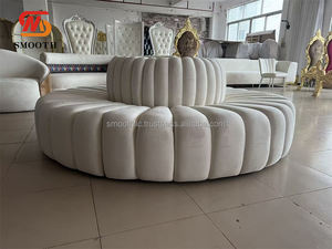 Canapé en cuir pour hôtel de mariage, canapé rond en velours blanc détachable pour la décoration de fête - Product Image 3