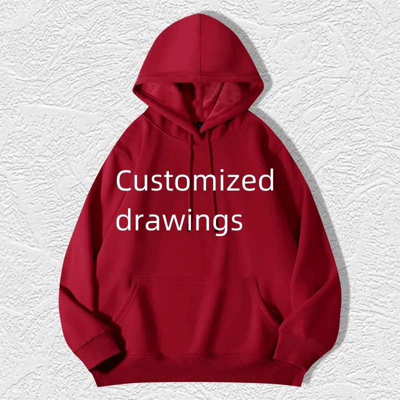 Solid Color Red Large Size Boxy Hoodie Crop Heavyweight Cotton Basketball Sweatshirts Men'S Hoodies Nfl