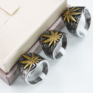 BMZ-anillo de acero inoxidable <span class=keywords><strong>2020</strong></span> para hombre, sortija clásica de palmera de coco, oro, Negro, bronce, vintage, flor de coco, joya informal para mujer - Product Image 1