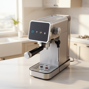Cafetera <span class=keywords><strong>Espresso</strong></span> Semiautomática Eléctrica con Pantalla Táctil, 15 Bares de Alta Presión, Acero Inoxidable, Cafetera Italiana para Leche, Uso Doméstico - Product Image 3