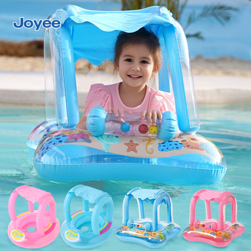 Flotador De Bebé No Inflable Con Asiento Y Toldo | Flotador De Natación Con Correas Ajustables Y Protección 360° Para 3-24 Meses