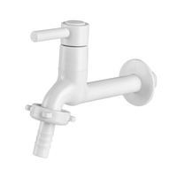 Robinet d'eau froide simple moderne à poignée murale en plastique blanc Noyau de valve en céramique pour lavabo de salle de bain