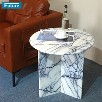 Table d'appoint en marbre de qualité supérieure pour salon moderne, accent sculptural et décoration intérieure