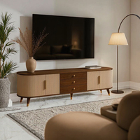 Meuble TV de Luxe Design en Bois avec Éclairage LED – Meuble de Salon Moderne en Promotion