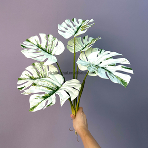 Thường Xanh lá trắng cảm ứng thực sự monstera lá bó hoa với rễ bao giờ trang trí sắp xếp nhà máy mô phỏng Bắc Âu - Product Image 2
