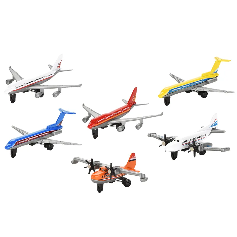 Jinming Toys航空機飛行機おもちゃモデルダイキャスト飛行機ミニフリーホイールメタル6 PCSウィンドウボックス男の子飛行機ダイキャストおもちゃ