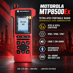 <span class=keywords><strong>Radio</strong></span> Portátil Motorola MTP8500Ex TETRA ATEX UHF 380 430 450 470 MHz, <span class=keywords><strong>Radio</strong></span> TETRA Trunked para Plantas Químicas en Atmósferas Explosivas - Product Image 1