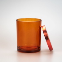 10oz 10,5 oz Clear Amber Glass Zylinder Kerzen gläser mit Metallic Amber Metall deckel für Home Decoration Candle Making Dekorieren
