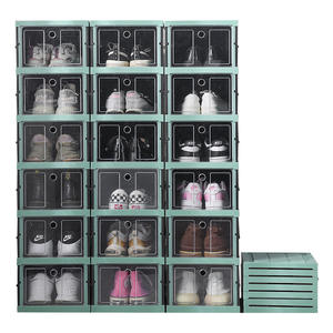 Simple <b>Plastic</b> <b>Shoe</b> <b>Rack</b> Transparent Foldable Storage Box Standing Type Rectangle Solid Color No Installation Required 3kg - Product Image 4