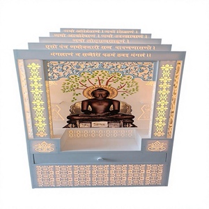 Templo de Puja Moderno de Buda Gautama para el Hogar, Hecho a Mano en Madera de Teca Contemporánea, Color y Tamaño Personalizables - Product Image 1