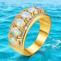 Nouvelles bagues tendance 2026 en laiton plaqué or/argent 18 carats avec opale rose et opale blanche pour femme, bijoux de mariage classiques avec pierre précieuse ovale