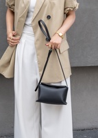 Sac à main Mahjong en cuir véritable souple personnalisé pour femme, sac à bandoulière Yuanbao Moon Dumpling avec fermoir magnétique détachable