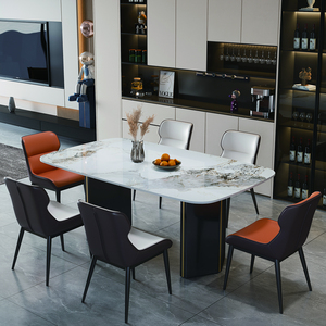 Bán Chạy Nhất Hình Chữ Nhật Bàn Ăn Đặt Sang Trọng Thanh Giải Trí Tiện Nghi Tùy Chỉnh Đương đại Bằng Đá Cẩm Thạch Hàng Đầu Kim Loại Chân Đồ Nội Thất Nhà - Product Image 1