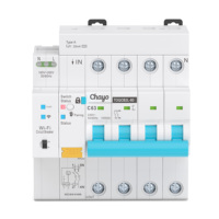 Disjoncteur intelligent Tuya 10kA 4P RCBO 30-500mA Wi-Fi avec protection contre les fuites Type A/AC 63A, mesure de puissance, contrôle à distance Chayo