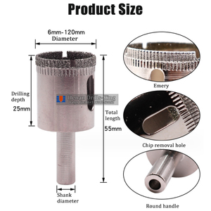 Electroplated kính máy cắt Công cụ gốm gạch thủy tinh Khoan Bits lỗ Saw kim cương lõi khoan bit - Product Image 3