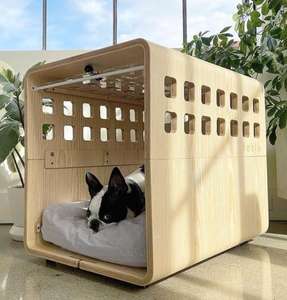 בית כלב עץ מפואר עם כריות רכות בסגנון אופנה מודרני קיימא לבעלי חיים קטנים אריזת קרטון - Product Image 3