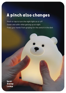 Bear Silicone Night <b>Light</b> <b>USB</b> Rechargeable <b>LED</b> Bedroom Lamp Tap Control Color Changing RGB Lamp with 30 Min Timer for kids - Product Image 6