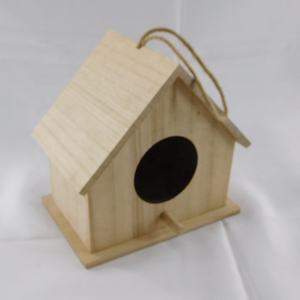 Diy Natuurlijke Onafgewerkte Houten Vogelhuisje Met Jute Koord Om Op Te Hangen - Product Image 2