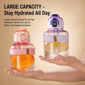 Botella de agua Big Belly de 1000ml con pajita, botella deportiva de plástico portátil de gran capacidad, sin BPA, para niños, escuela, gimnasio - Product Image 4