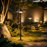 Lampe LED d'extérieur à piquet, style champignon, câblée, étanche IP55, en aluminium, blanc chaud 3000K, faisceau 360°, pour aménagement paysager
