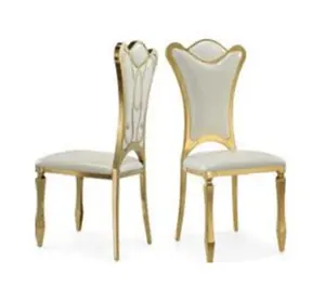 CY220427-6 Luckygoods supplier Gold Wedding Dinning Chairs Frames Chairs Fancy Design hotel party Stainless Steel Chair