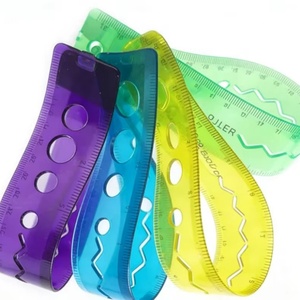 Regla de Escala Centimétrica Flexible de Plástico Transparente Multicolor de 8 Pulgadas/20 cm y 12 Pulgadas/30 cm, Papelería Escolar Barata al por Mayor - Product Image 1