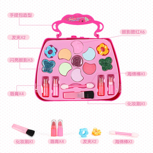 Nouveau bricolage lavable princesse filles mode cadeau fard à paupières rouges à lèvres semblant jouer beauté <span class=keywords><strong>maquillage</strong></span> jouets Kit ensemble avec sac cosmétique - Product Image 4