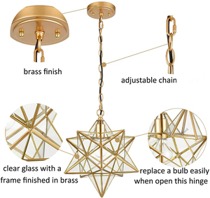 Đèn Chùm Đồng Hiện Đại Ánh Sao Với Bóng Thủy Tinh Trong Suốt - Product Image 4