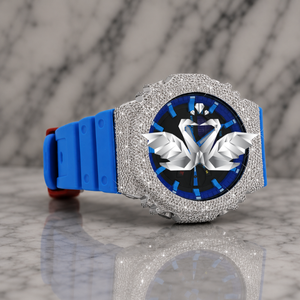 Excellent Quality Luxury Royal Blue Iced Out Moissanite Watch for Men, Blue Rubber Strap, Full Diamond Paved Sports Hip Hop - Product Image 4