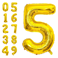 Ballons en aluminium Mylar de 16 pouces en forme de chiffres, vente en gros, pour décoration de fête d'anniversaire, mariage, remise de diplôme
