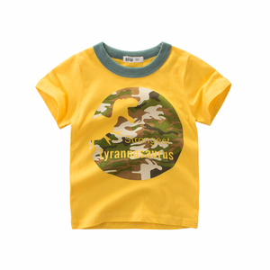 Camiseta de Manga Corta para Niños, Personalizada, Nueva Colección Verano 2021, Camuflaje, Dinosaurio de Dibujos Animados, 100% Algodón - Product Image 2