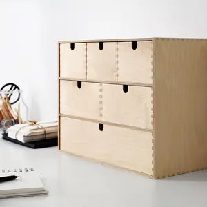 Birken sperrholz Holz Schreibtisch Organizer Mini Schublade Tischplatte 6 Würfel Kommode Mini Aufbewahrung kiste