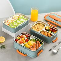 FTS Bento Box Personnalisé 3 Couche En Acier Inoxydable Bureau Portable Avec Couverts Fantaisie Adultes Isolé Moderne Boîte À Lunch