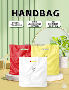 Kustom dicetak Logo dipersonalisasi Die Cut plastik Shopping <span class=keywords><strong>Patch</strong></span> tas pegangan untuk kemasan barang - Product Image 6