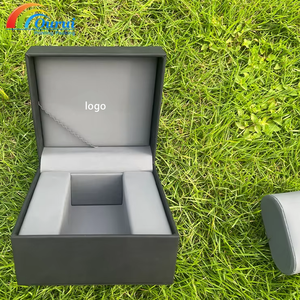 Black PU Leather <b>Watch</b> Box Velvet Lined Single <b>Watch</b> <b>Case</b> Portable Packaging Organizer Custom Logo - Product Image 5