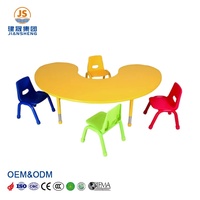 Ensemble table et chaise d'école pour enfants réglables en hauteur avec plateau en mélamine et siège en plastique au design moderne