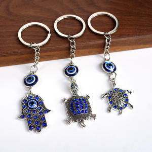 Declaración mal de ojo de diablo llavero para Mujeres Hombres Turquía Grecia Metal llavero dibujos animados ojos azules mar tortuga Palma llavero - Product Image 3