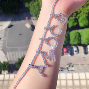 Iced out A-Z lettere del pendente della collana con zircone cubico tennis catena personalizzato collana iniziale - Product Image 1