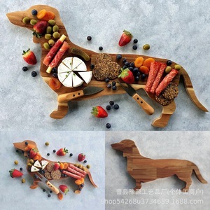 Bandeja de madera con forma de Dachshund, plato de madera maciza para frutas y queso, plato decorativo creativo para cocina y comedor - Product Image 1