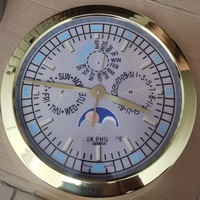 Grand Horloge Murale Analogique de Luxe à Quartz, Mécanisme Silencieux, Décoration Moderne pour Salon, avec Calendriers, Radio et Style Art Déco