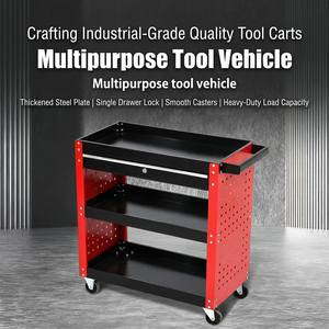 Chariot à outils silencieux robuste en acier à 3 niveaux, chariot de manutention plat personnalisé pour entrepôt industriel et atelier - Product Image 5