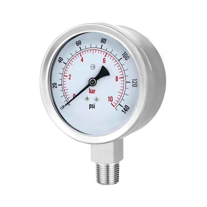 Manômetros de alta qualidade fabricados na China, preço 1,6% precisão, medidores de pressão de água de aço inoxidável 100 mm