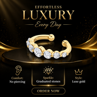 Boucles d'oreilles manchette rondes dégradées en or 18 carats avec halo de diamants de laboratoire, bijoux de déclaration pour femme