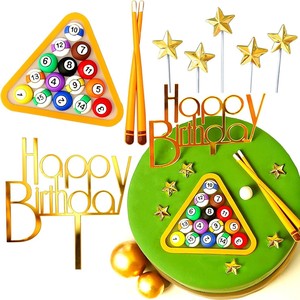 อุปกรณ์ตกแต่งเค้กบิลเลียดรูปดาวห้าแฉกเหมาะ<span class=keywords><strong>ส</strong></span>ำหรับเด็กผู้ชายวันเกิดบิลเลียดของตกแต่งงานปาร์ตี้ตามธีม - Product Image 4