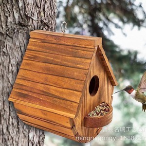 Casa para Pájaros de Madera de Pino, Forma Redonda, Resistente, Nido para Pájaros para Decoración de Jardín y Hogar - Product Image 3